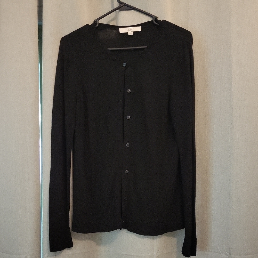 LOFT Black Cardigan Sweater Timeless Design